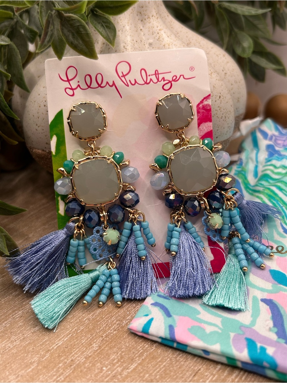 Lilly Pulitzer Waterside Tassel Earrings with Gold Posts